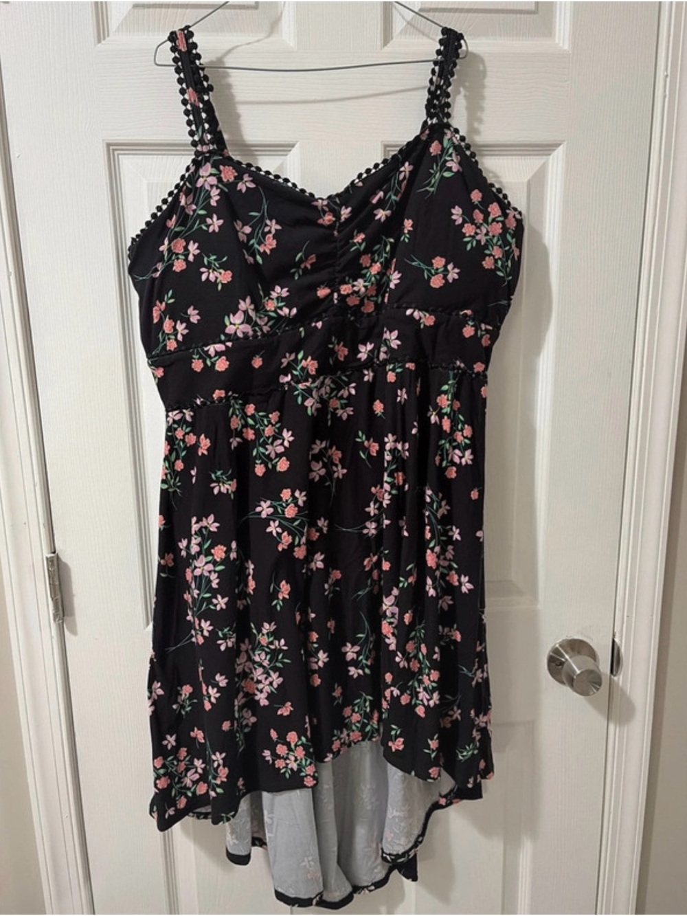 No Boundaries Black Sun Dress with Pink Floral Print